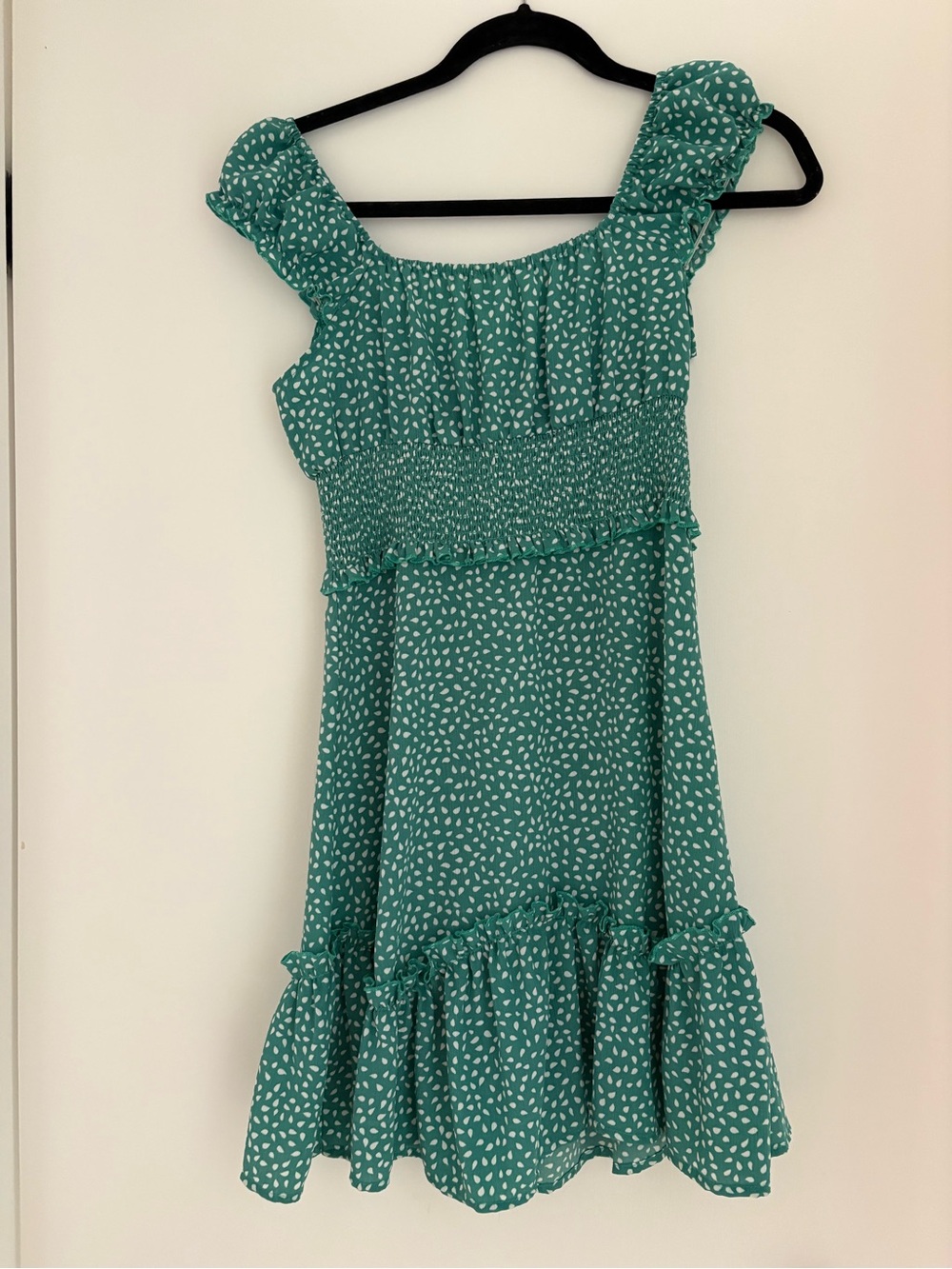 Turquoise Ruffled Smocked Dress - Picture 2 of 2